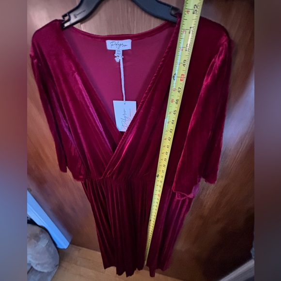 NWT Noelle Red Velvet Midi Dress | Pleated, V-Neck, A-Line | Women’s Plus 2X - Picture 12 of 16